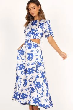 Aminah Puff Sleeve Dress - Blue Floral -Dress Shop petal and pup usa dresses aminah puff sleeve dress blue floral 33481578938545