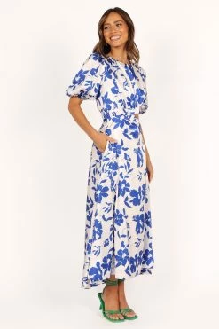 Aminah Puff Sleeve Dress - Blue Floral -Dress Shop petal and pup usa dresses aminah puff sleeve dress blue floral 33481579102385
