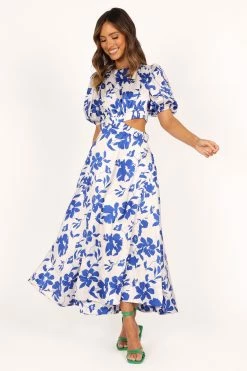 Aminah Puff Sleeve Dress - Blue Floral -Dress Shop petal and pup usa dresses aminah puff sleeve dress blue floral 33481579135153