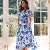 Aminah Puff Sleeve Dress - Blue Floral