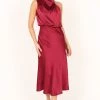 Anabelle Halter Neck Midi Dress - Berry