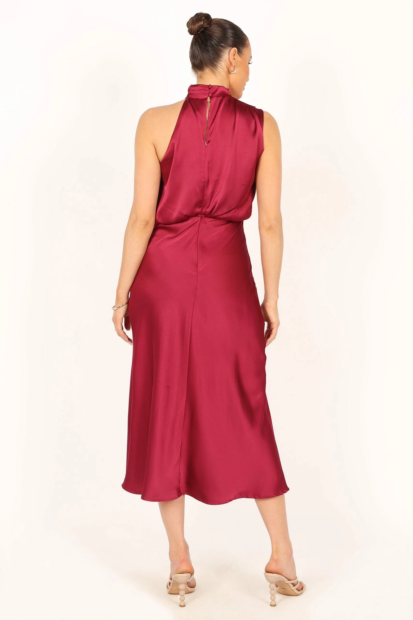 Anabelle Halter Neck Midi Dress - Berry 2 Anabelle Halter Neck Midi Dress - Berry - Image 2