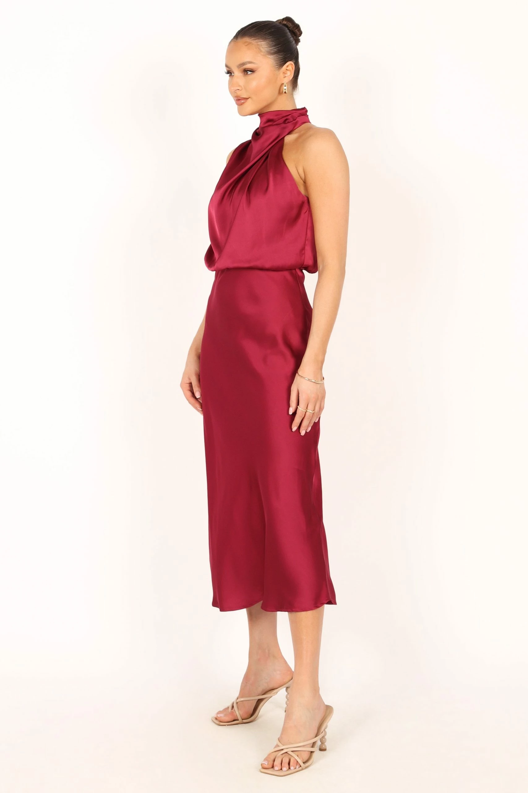 Anabelle Halter Neck Midi Dress - Berry 7 Anabelle Halter Neck Midi Dress - Berry - Image 7