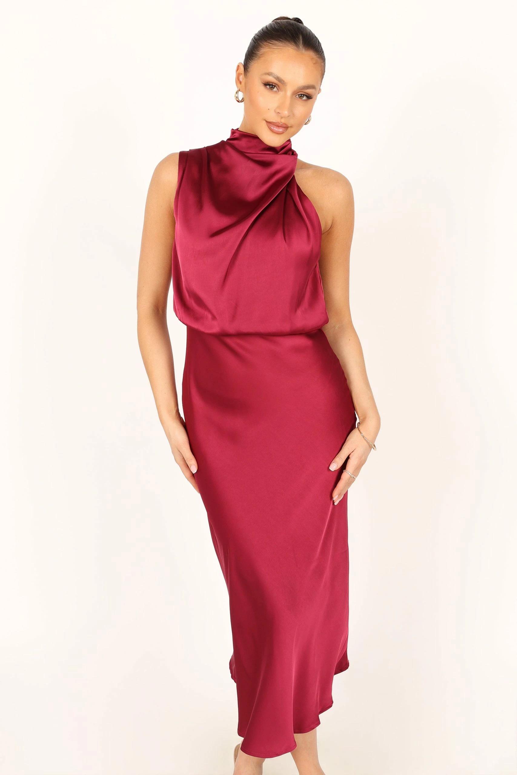 Anabelle Halter Neck Midi Dress - Berry 9 Anabelle Halter Neck Midi Dress - Berry - Image 9