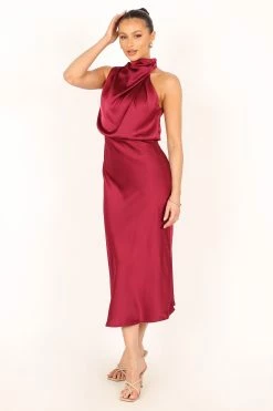 Anabelle Halter Neck Midi Dress - Berry 23 Anabelle Halter Neck Midi Dress - Berry -Dress Shop petal and pup usa dresses anabelle halter neck maxi dress berry 33810826395825