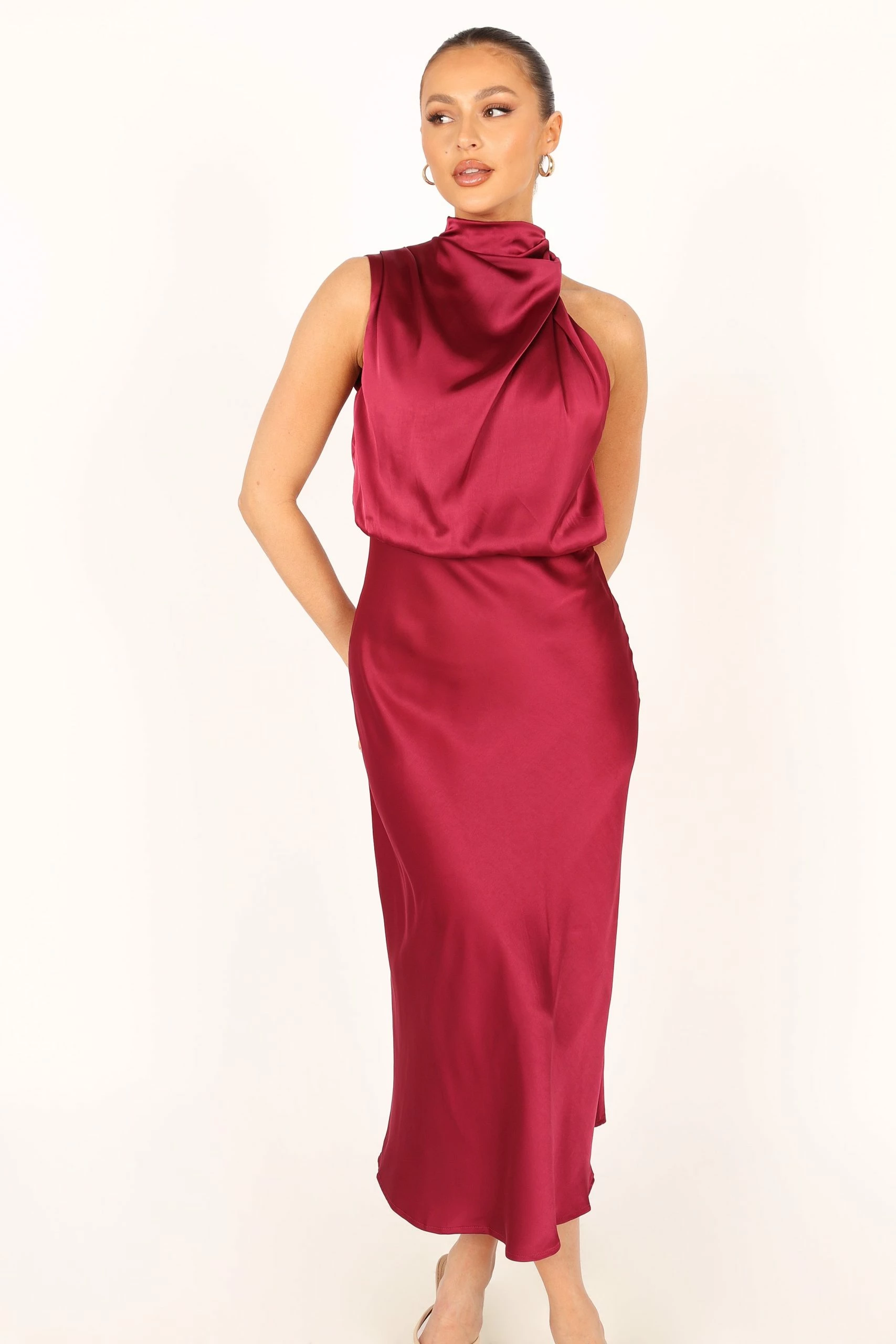 Anabelle Halter Neck Midi Dress - Berry 13 Anabelle Halter Neck Midi Dress - Berry - Image 13
