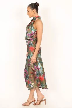 Anabelle Halter Neck Midi Dress - Green Tropical -Dress Shop petal and pup usa dresses anabelle halter neck maxi dress green tropical 33779273498801
