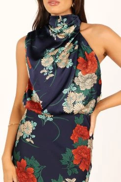 Anabelle Halter Neck Midi Dress - Navy Floral -Dress Shop petal and pup usa dresses anabelle halter neck maxi dress navy floral 33712095887537