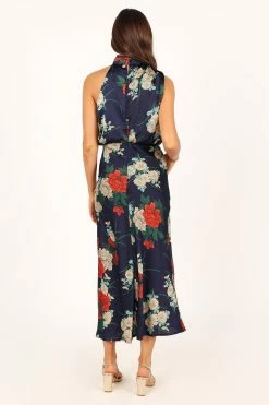 Anabelle Halter Neck Midi Dress - Navy Floral -Dress Shop petal and pup usa dresses anabelle halter neck maxi dress navy floral 33712096051377