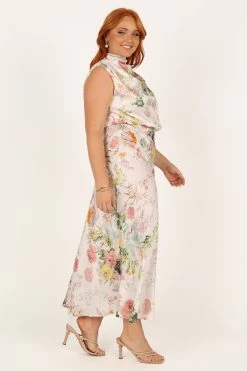Anabelle Halter Neck Midi Dress - White Floral -Dress Shop petal and pup usa dresses anabelle halter neck maxi dress white floral 33871057879217