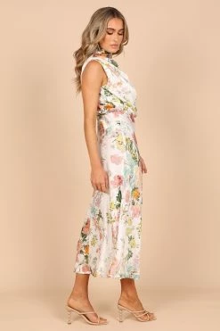 Anabelle Halter Neck Midi Dress - White Floral -Dress Shop petal and pup usa dresses anabelle halter neck maxi dress white floral 33871058043057