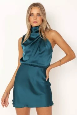 Anabelle Halter Neck Mini Dress - Teal -Dress Shop petal and pup usa dresses anabelle halter neck mini dress teal 33925831983281