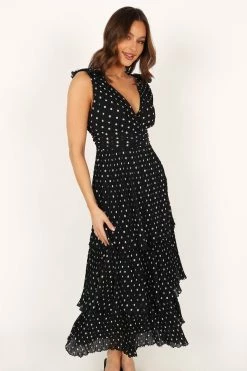 Andromeda Maxi Dress - Black White Polka Dot