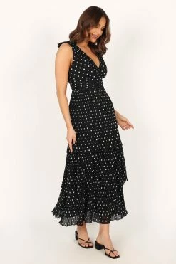 Andromeda Maxi Dress - Black White Polka Dot -Dress Shop petal and pup usa dresses andromeda midi dress black white polka dot 33779269664945