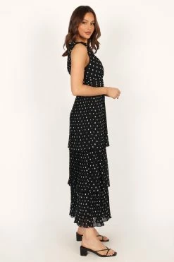 Andromeda Maxi Dress - Black White Polka Dot -Dress Shop petal and pup usa dresses andromeda midi dress black white polka dot 33779269730481