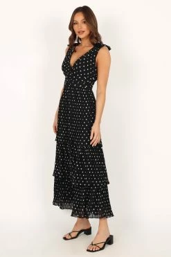 Andromeda Maxi Dress - Black White Polka Dot -Dress Shop petal and pup usa dresses andromeda midi dress black white polka dot 33779269828785