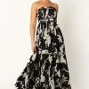 Angelique Strapless Maxi Dress - Black Floral