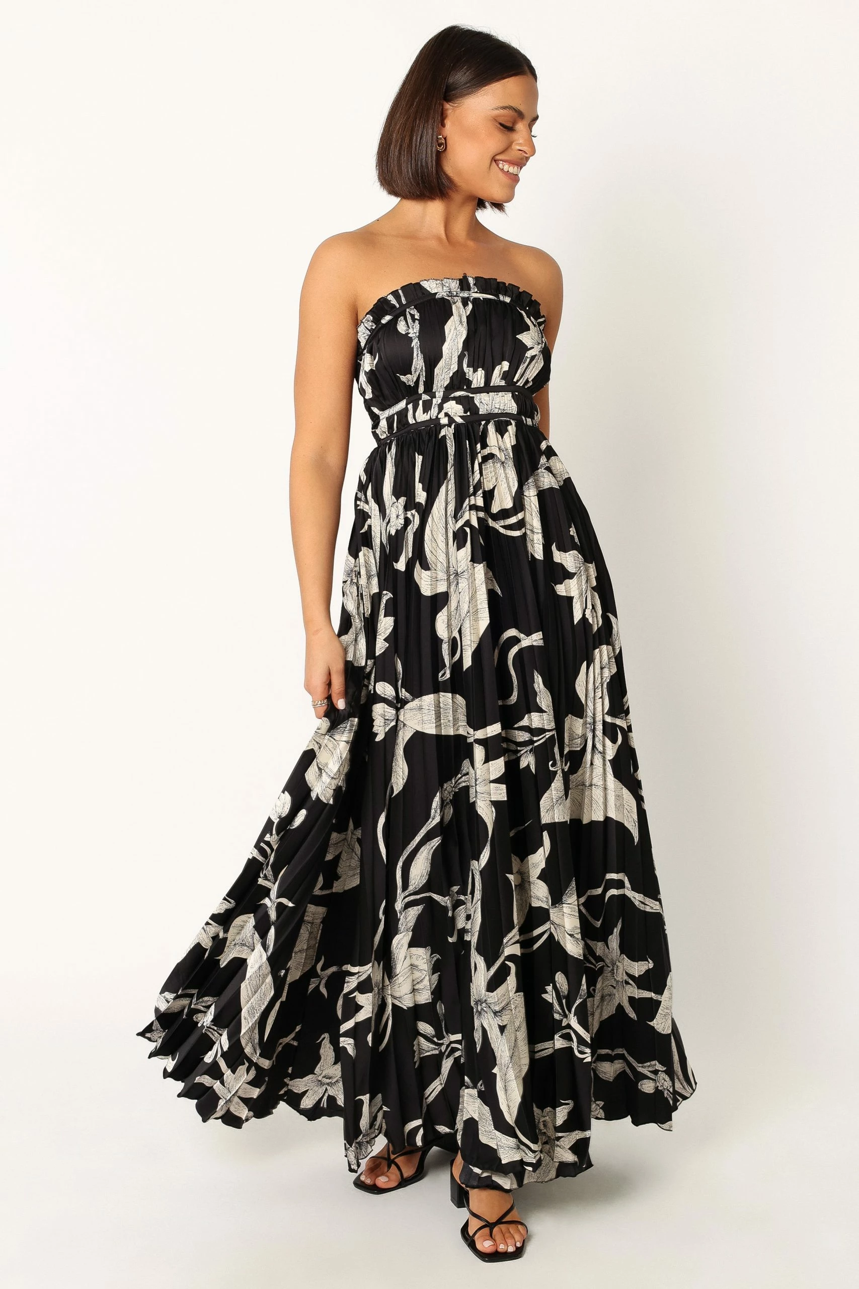 Angelique Strapless Maxi Dress - Black Floral 1 Angelique Strapless Maxi Dress - Black Floral
