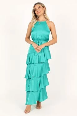 Annalise Tiered Maxi Dress - Teal -Dress Shop petal and pup usa dresses annalise tiered maxi dress teal 33520561750193