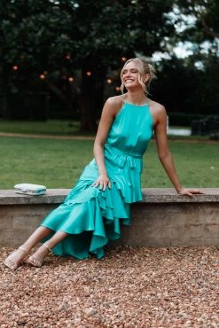 Annalise Tiered Maxi Dress - Teal -Dress Shop petal and pup usa dresses annalise tiered maxi dress teal 33537738440881