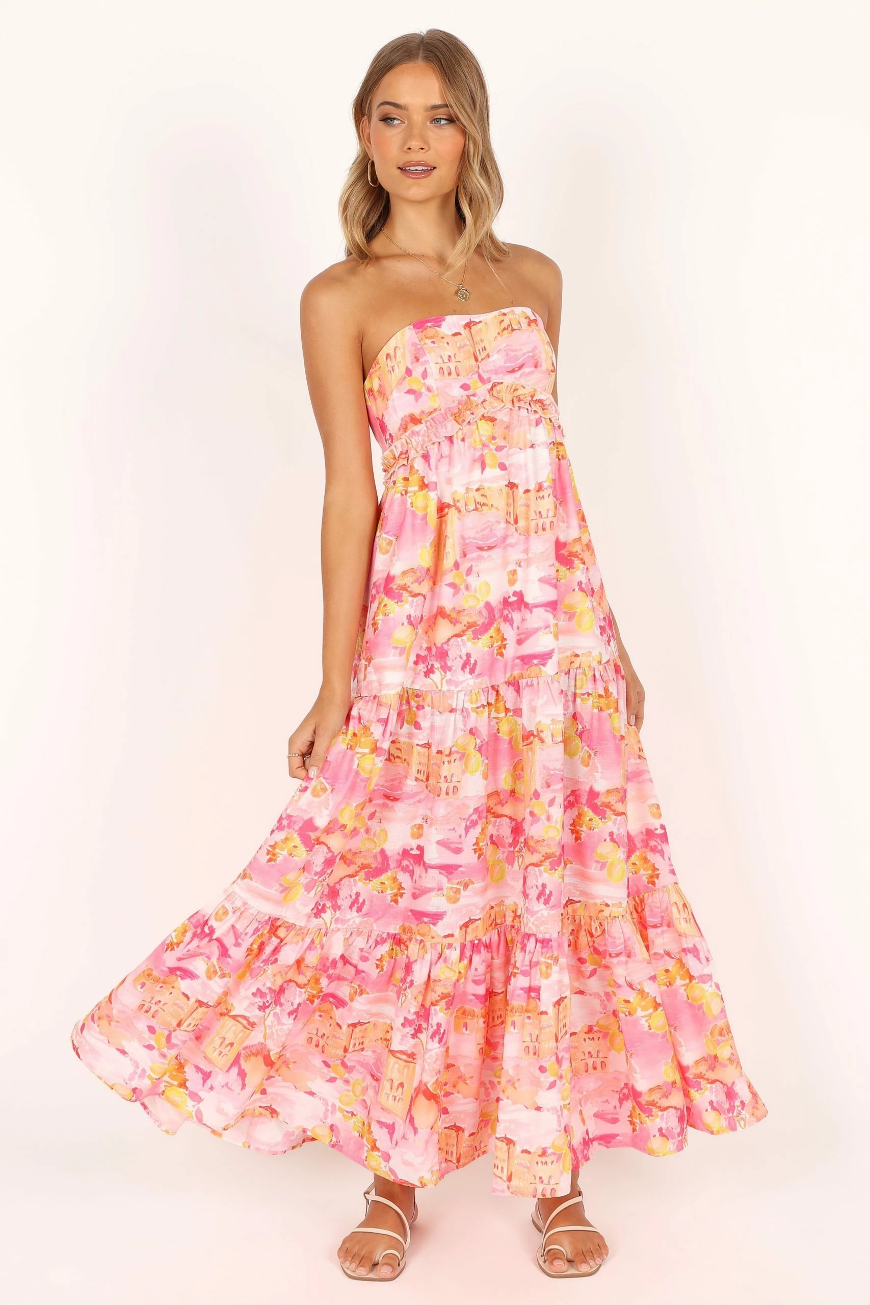 Arianna Strapless Dress - Pink Scenic 7 Arianna Strapless Dress - Pink Scenic - Image 7