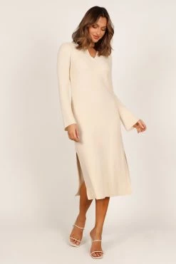 Aubin Long Sleeve Polo Knit Midi Dress - Cream 13 Aubin Long Sleeve Polo Knit Midi Dress - Cream -Dress Shop petal and pup usa dresses aubin long sleeve polo knit maxi dress cream 33240139169969