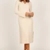 Aubin Long Sleeve Polo Knit Midi Dress - Cream