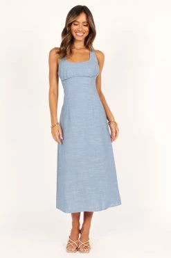 Bailey Cross Back Midi Dress - Light Blue
