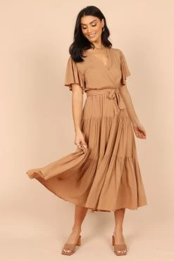 Barker Dress - Tan 14 Barker Dress - Tan -Dress Shop petal and pup usa dresses barker dress tan 32398073725105