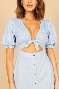 Belle Button Up Dress - Blue -Dress Shop petal and pup usa dresses belle button up dress blue 32333999243441