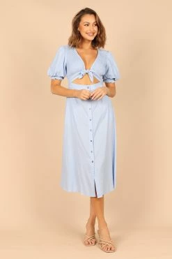 Belle Button Up Dress - Blue -Dress Shop petal and pup usa dresses belle button up dress blue 32333999276209