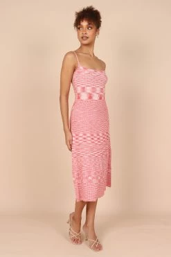 Blinque Light Knit Midi Dress - Cream/Red -Dress Shop petal and pup usa dresses blinque light knit midi dress cream red 32264729329841