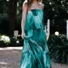 Bloom Strapless Maxi Dress - Green Floral