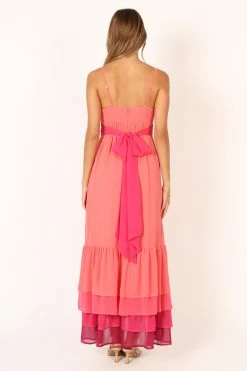 BomBon Tiered Maxi Dress - Coral Hot Pink -Dress Shop petal and pup usa dresses bombon tiered maxi dress coral hot pink 33846825025713