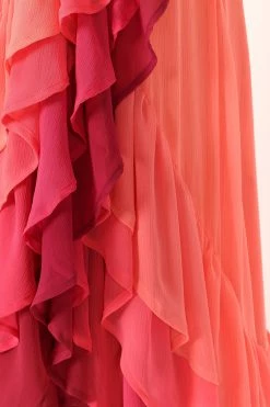 BomBon Tiered Maxi Dress - Coral Hot Pink -Dress Shop petal and pup usa dresses bombon tiered maxi dress coral hot pink 33846825222321