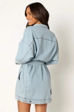 Britts Long Sleeve Mini Dress - Denim -Dress Shop petal and pup usa dresses britts long sleeve mini dress denim 34007549051057