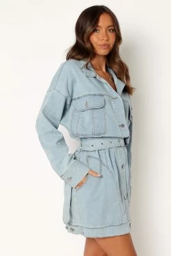 Britts Long Sleeve Mini Dress - Denim -Dress Shop petal and pup usa dresses britts long sleeve mini dress denim 34007549083825