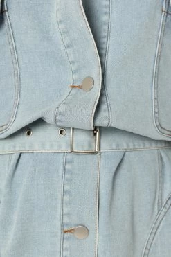 Britts Long Sleeve Mini Dress - Denim -Dress Shop petal and pup usa dresses britts long sleeve mini dress denim 34007549378737