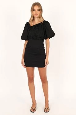 Cabello One Shoulder Mini Dress - Black -Dress Shop petal and pup usa dresses cabello one shoulder mini dress black 33769162571953