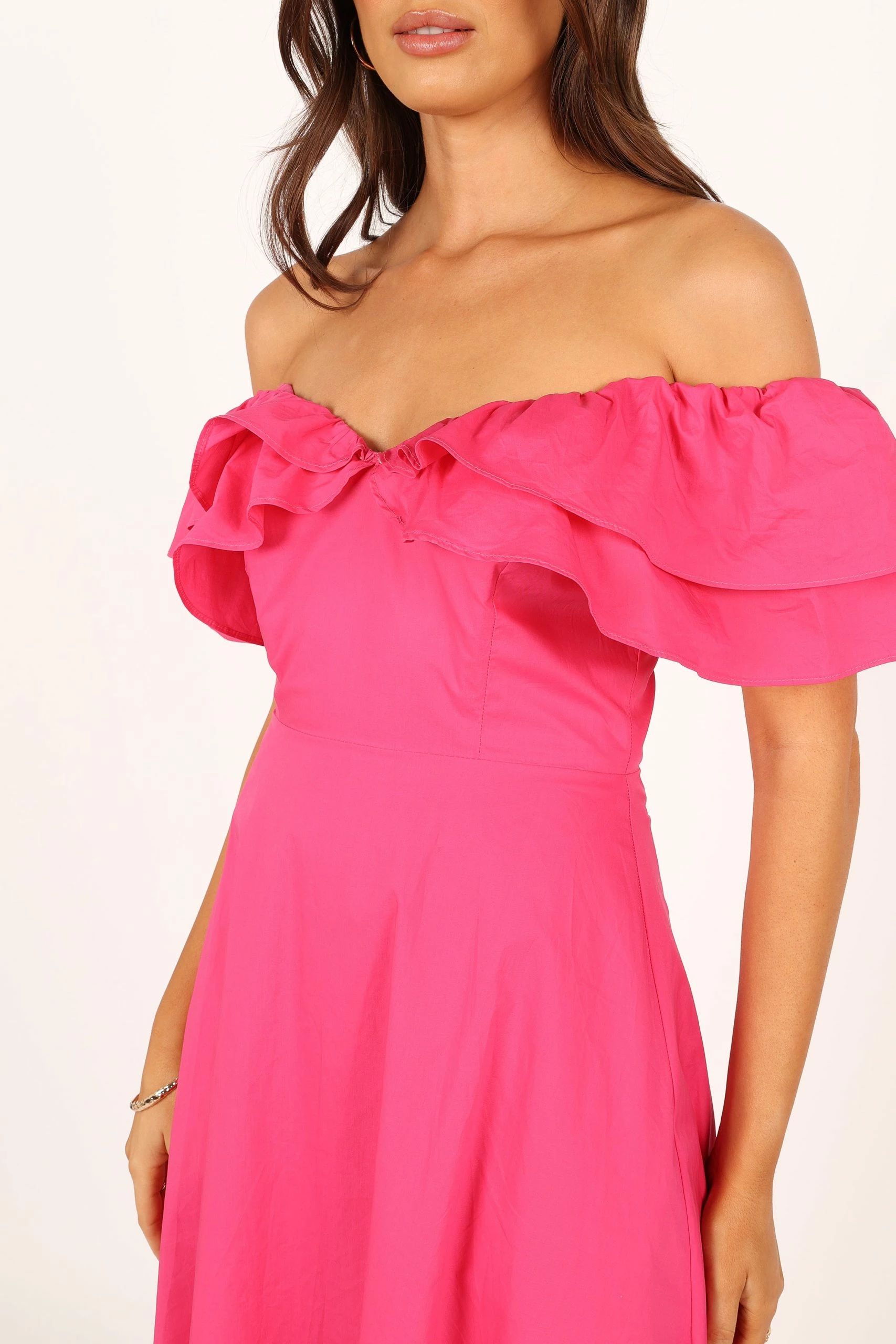 Cabo Frill Sleeve Midi Dress - Magenta 2 Cabo Frill Sleeve Midi Dress - Magenta - Image 2