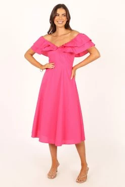 Cabo Frill Sleeve Midi Dress - Magenta 11 Cabo Frill Sleeve Midi Dress - Magenta -Dress Shop petal and pup usa dresses cabo frill sleeve midi dress magenta 33769163096241