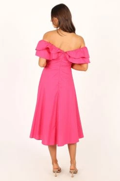 Cabo Frill Sleeve Midi Dress - Magenta 13 Cabo Frill Sleeve Midi Dress - Magenta -Dress Shop petal and pup usa dresses cabo frill sleeve midi dress magenta 33769163161777