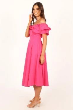 Cabo Frill Sleeve Midi Dress - Magenta 14 Cabo Frill Sleeve Midi Dress - Magenta -Dress Shop petal and pup usa dresses cabo frill sleeve midi dress magenta 33769163194545
