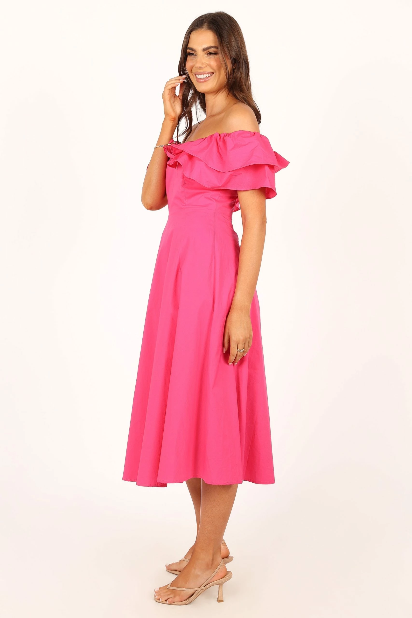 Cabo Frill Sleeve Midi Dress - Magenta 7 Cabo Frill Sleeve Midi Dress - Magenta - Image 7