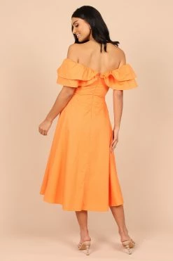 Cabo Frill Sleeve Midi Dress - Orange -Dress Shop petal and pup usa dresses cabo frill sleeve midi dress orange 33190458785969