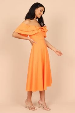Cabo Frill Sleeve Midi Dress - Orange -Dress Shop petal and pup usa dresses cabo frill sleeve midi dress orange 33190458851505