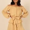 Callie Off Shoulder Mini Dress - Mustard