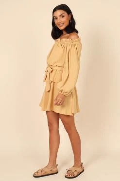 Callie Off Shoulder Mini Dress - Mustard 10 Callie Off Shoulder Mini Dress - Mustard -Dress Shop petal and pup usa dresses callie off shoulder mini dress mustard 32077226606769