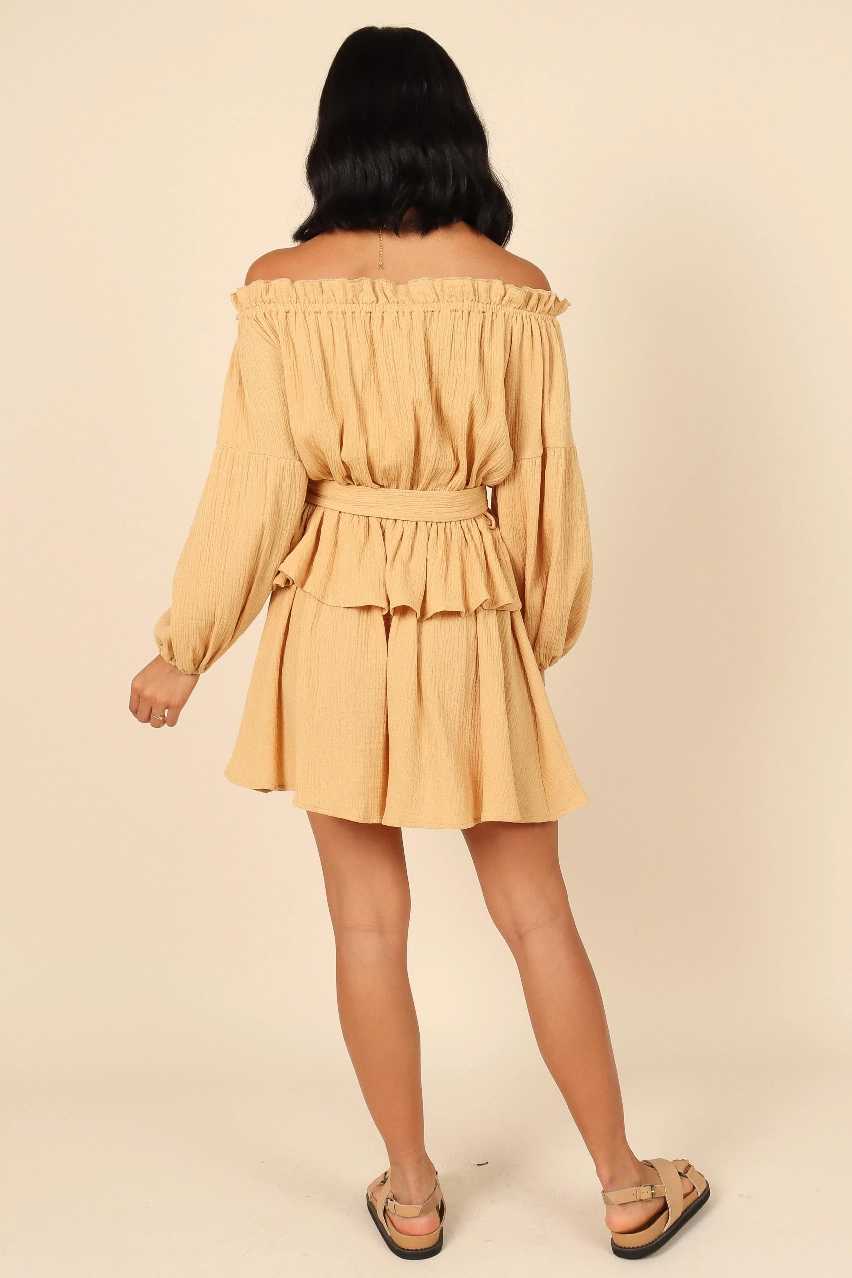 Callie Off Shoulder Mini Dress - Mustard 5 Callie Off Shoulder Mini Dress - Mustard - Image 5