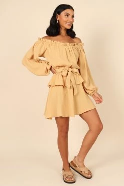 Callie Off Shoulder Mini Dress - Mustard 13 Callie Off Shoulder Mini Dress - Mustard -Dress Shop petal and pup usa dresses callie off shoulder mini dress mustard 32077226672305